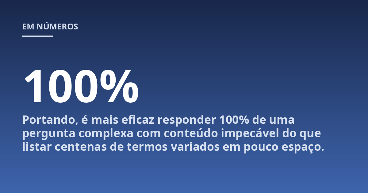 Portando, é mais eficaz responder 100% de uma pergunta complexa com conteúdo impecável do que listar centenas de termos variados em pouco espaço.