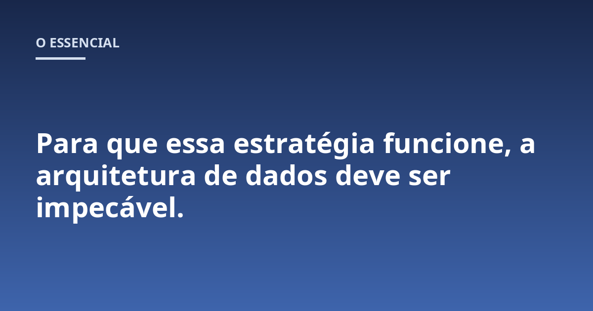 Para que essa estratégia funcione, a arquitetura de dados deve ser impecável.