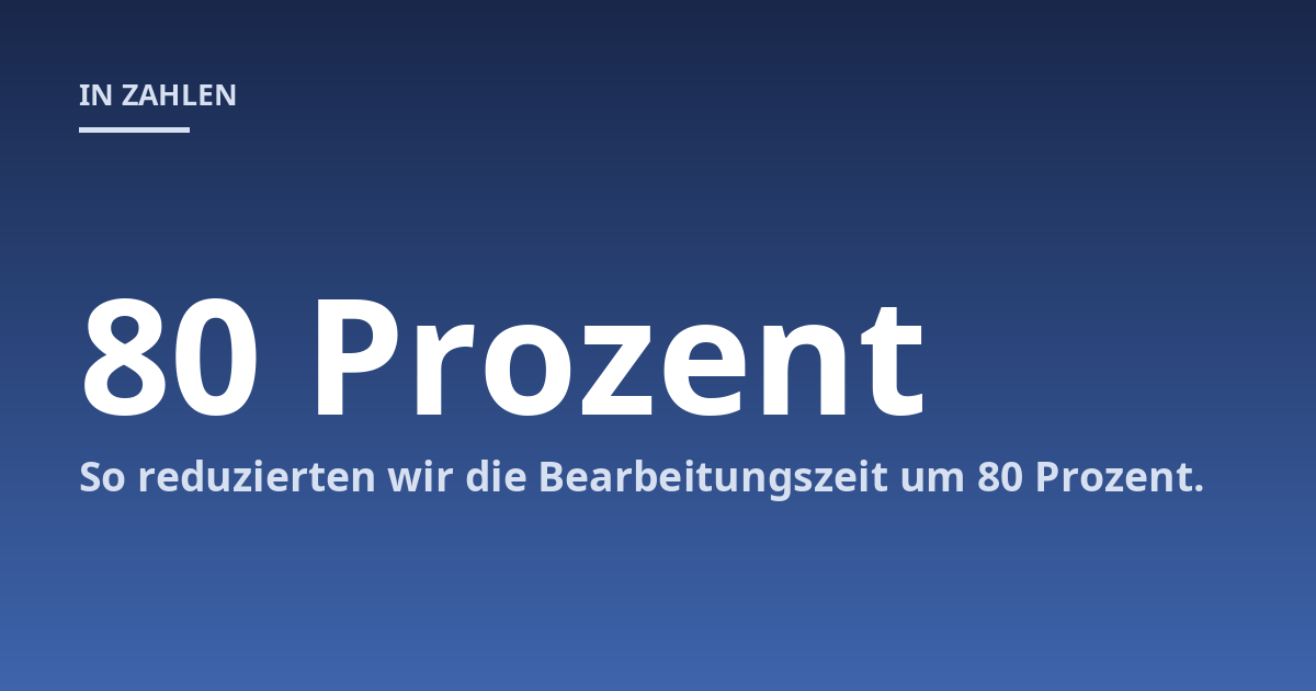 So reduzierten wir die Bearbeitungszeit um 80 Prozent.