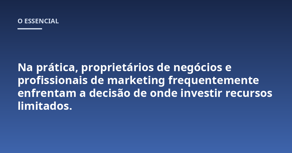 Na prática, proprietários de negócios e profissionais de marketing frequentemente enfrentam a decisão de onde investir recursos limitados.