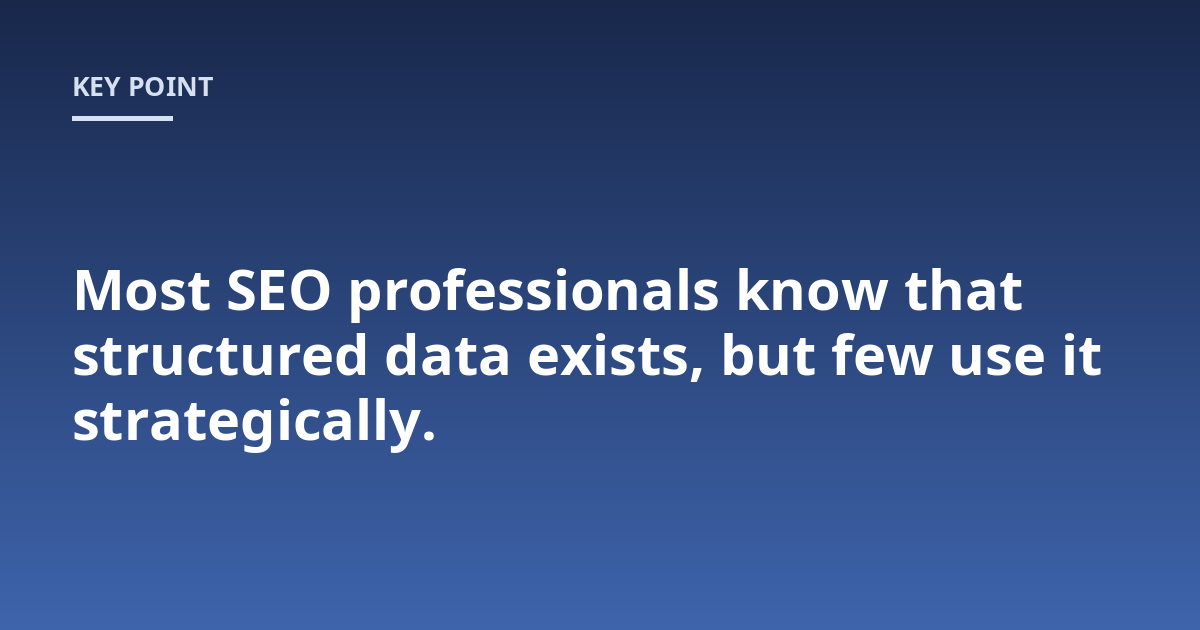 Most SEO professionals know that structured data exists, but few use it strategically.