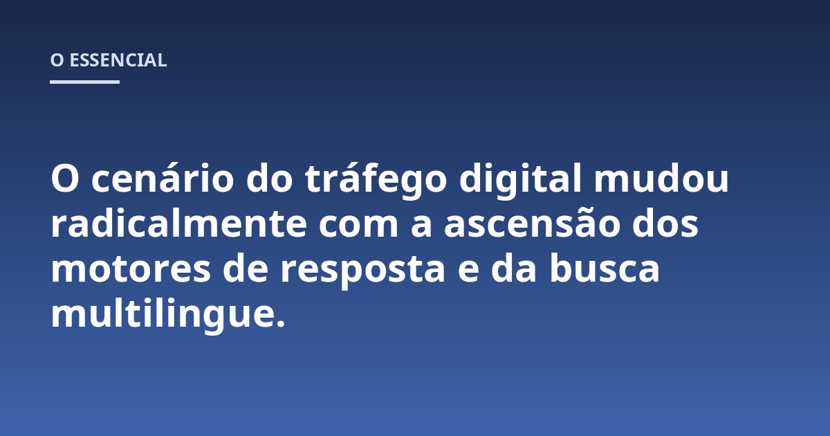 O cenário do tráfego digital mudou radicalmente com a ascensão dos motores de resposta e da busca multilingue.