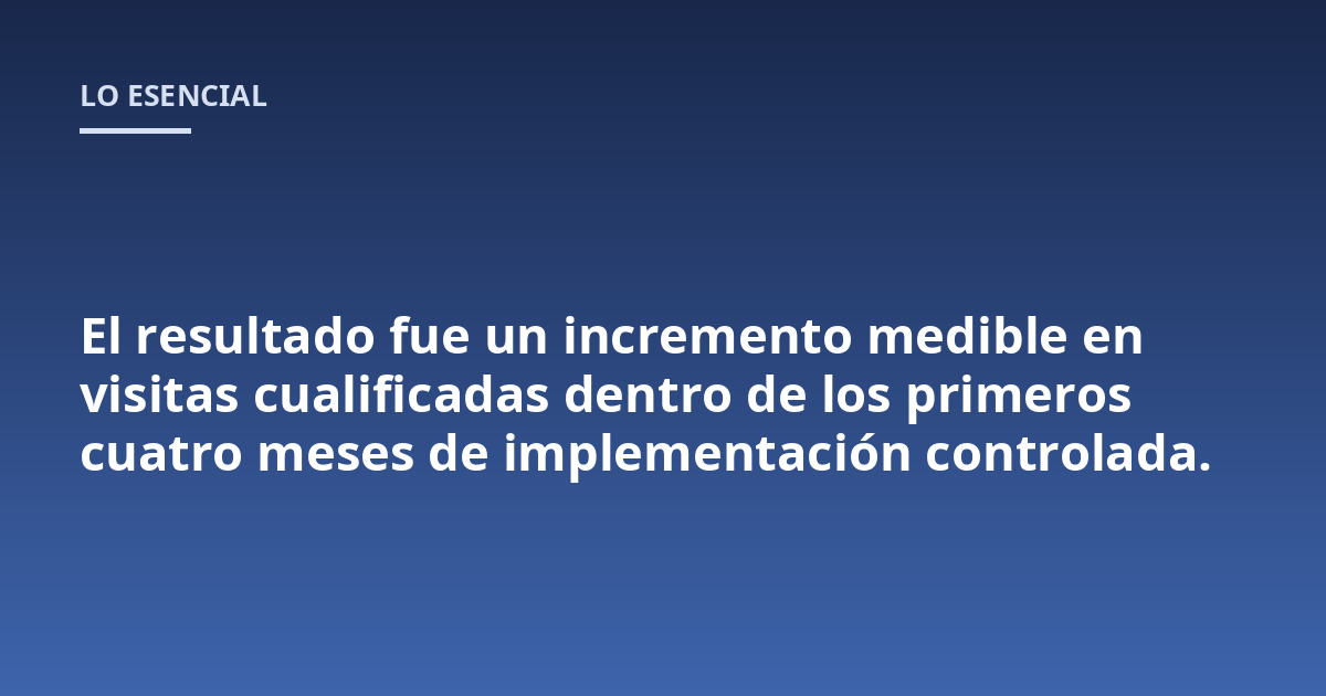 El resultado fue un incremento medible en visitas cualificadas dentro de los primeros cuatro meses de implementación controlada.