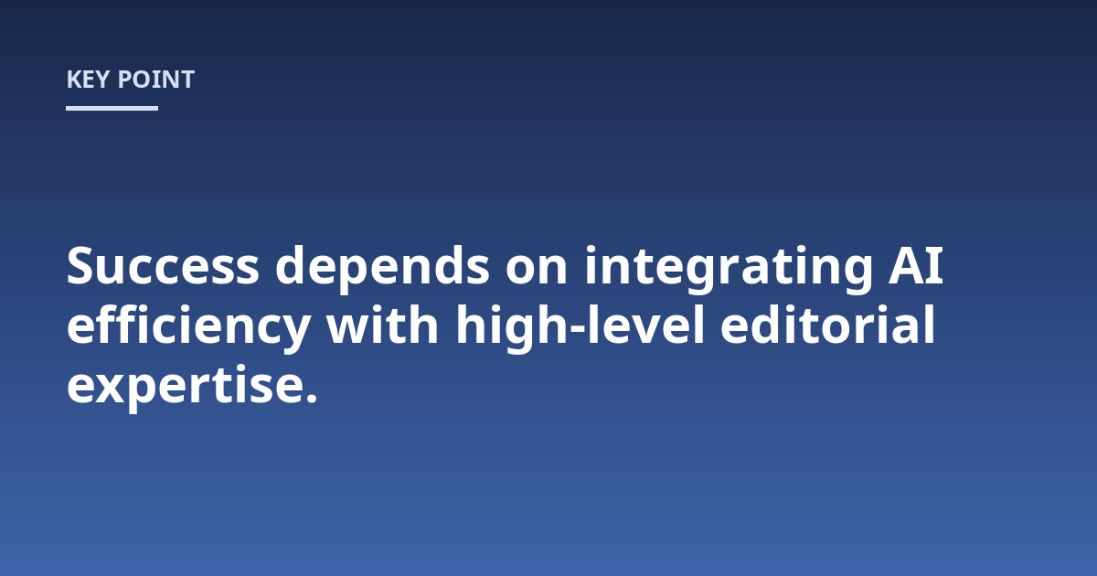 Success depends on integrating AI efficiency with high-level editorial expertise.