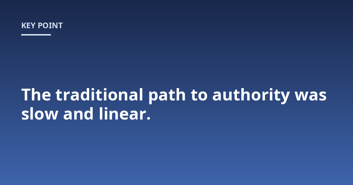 The traditional path to authority was slow and linear.