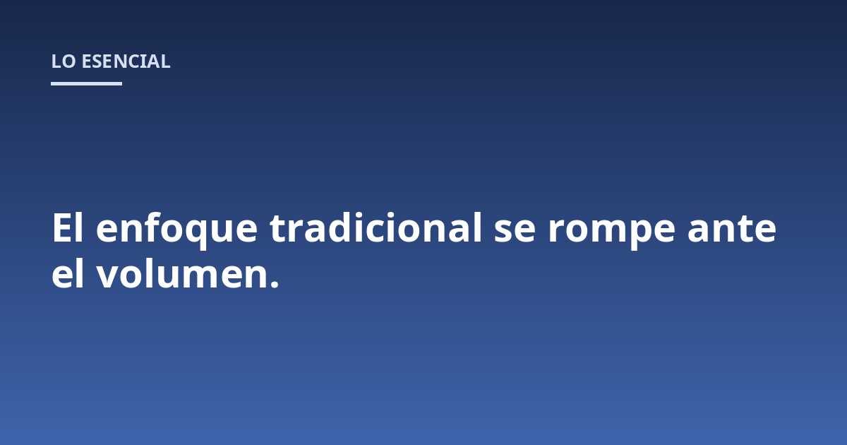 El enfoque tradicional se rompe ante el volumen.
