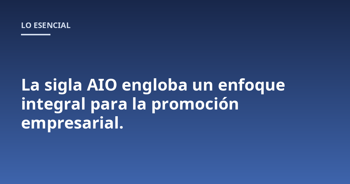 La sigla AIO engloba un enfoque integral para la promoción empresarial.