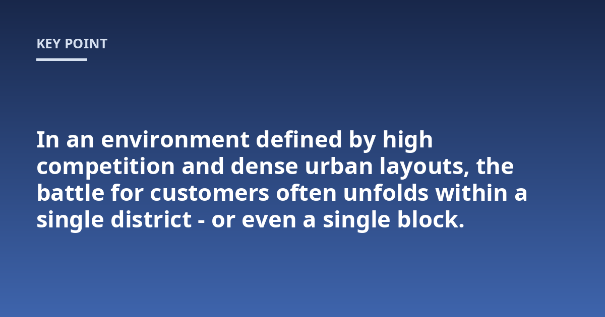 In an environment defined by high competition and dense urban layouts, the battle for customers often unfolds within a single district - or even a single block.