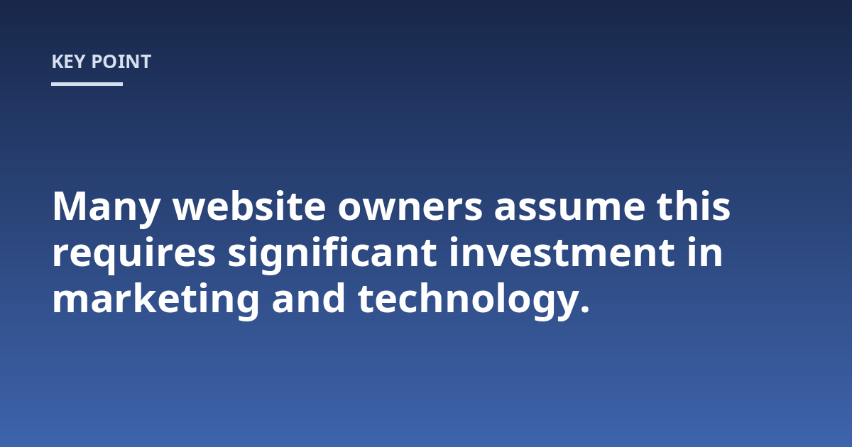 Many website owners assume this requires significant investment in marketing and technology.