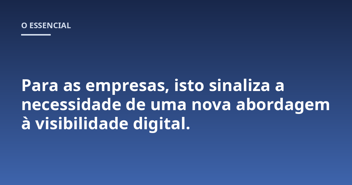 Para as empresas, isto sinaliza a necessidade de uma nova abordagem à visibilidade digital.