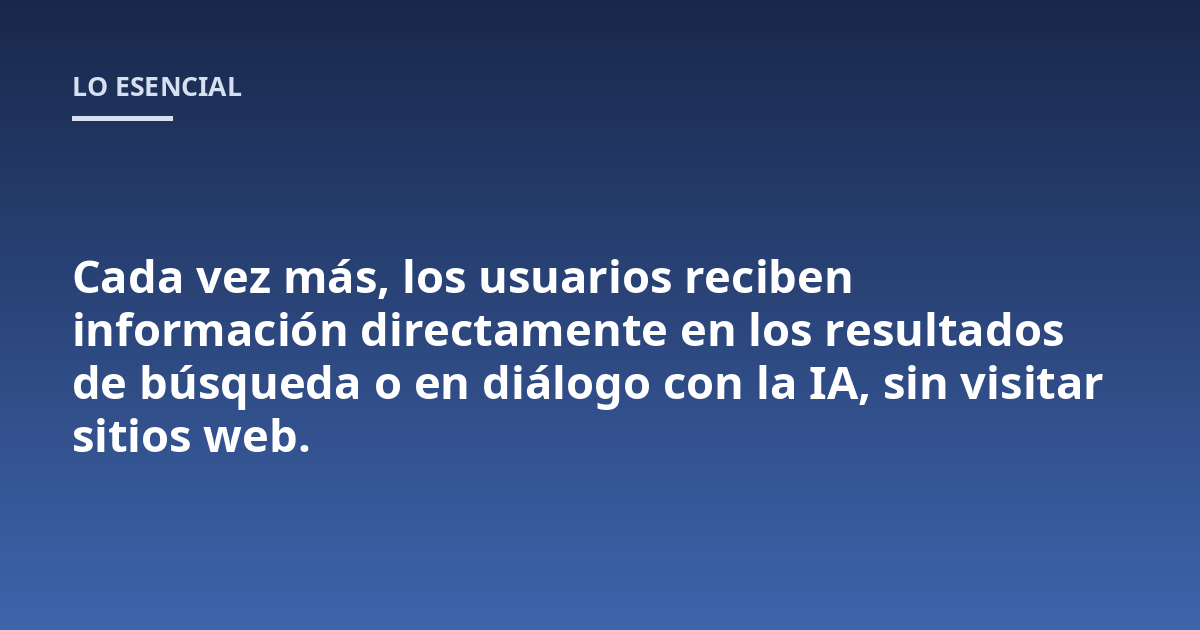 Cada vez más, los usuarios reciben información directamente en los resultados de búsqueda o en diálogo con la IA, sin visitar sitios web.